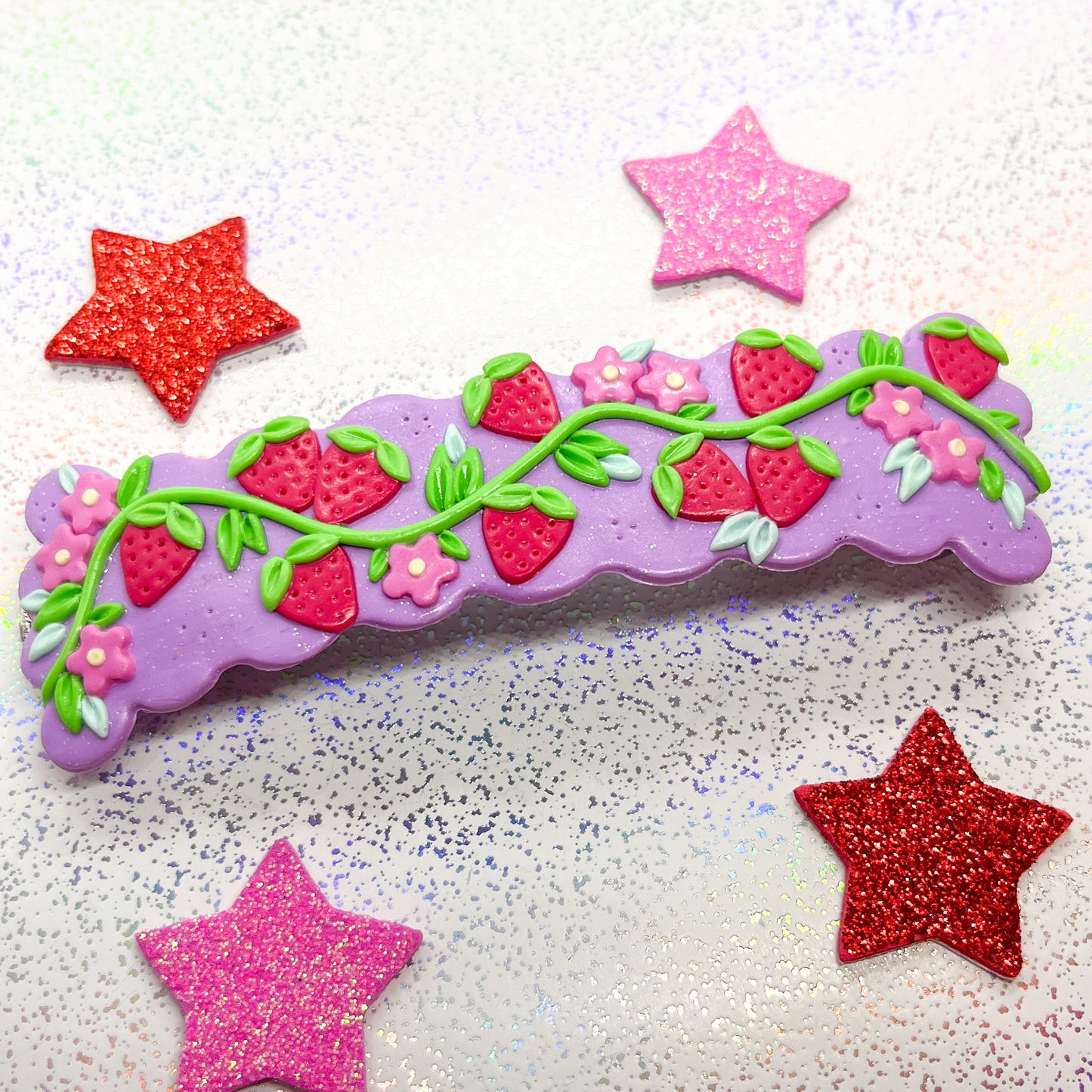 Lilac strawberry vine hair barette