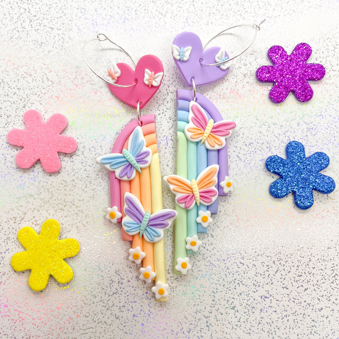 Mismatched pastel rainbow butterfly rainbows