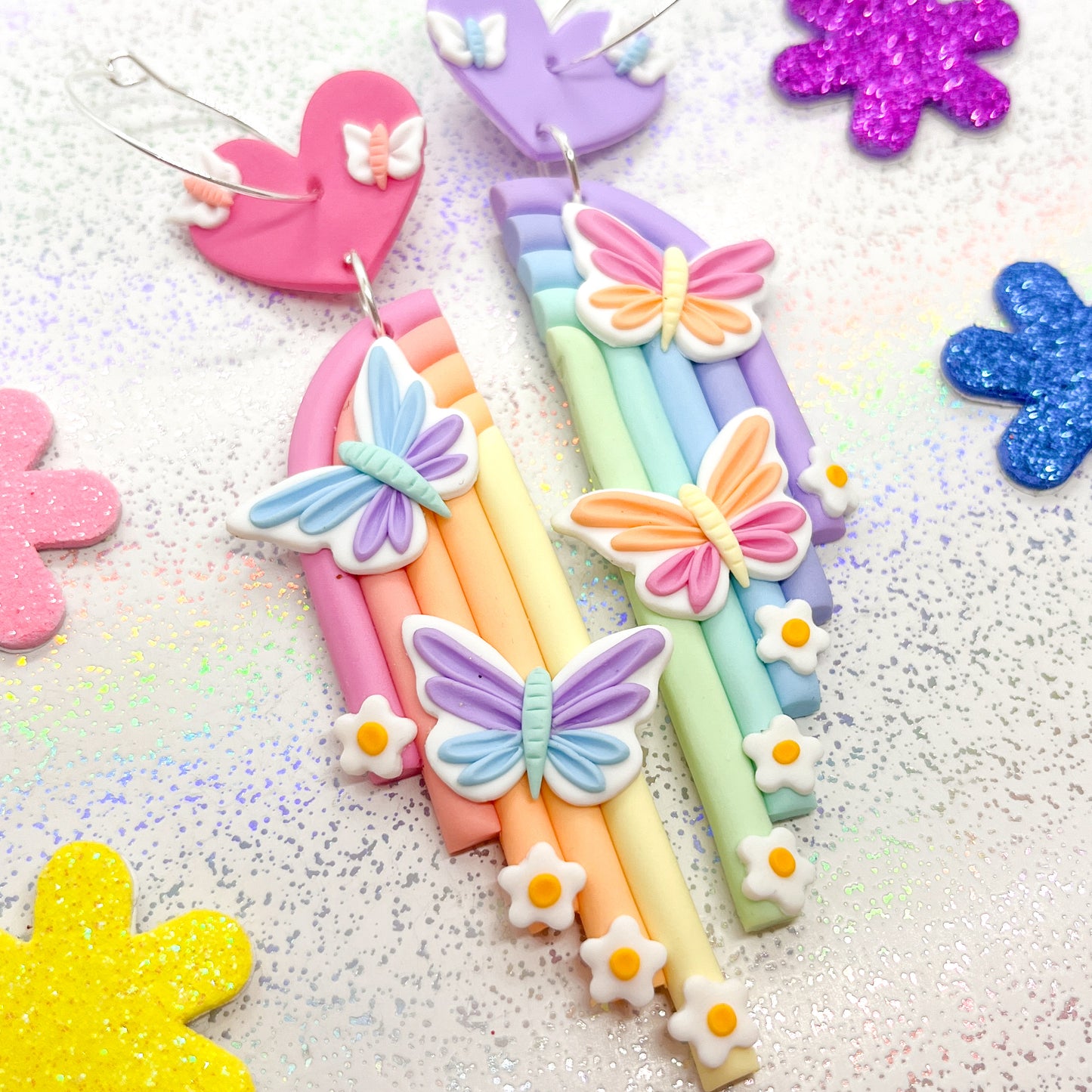 Mismatched pastel rainbow butterfly rainbows