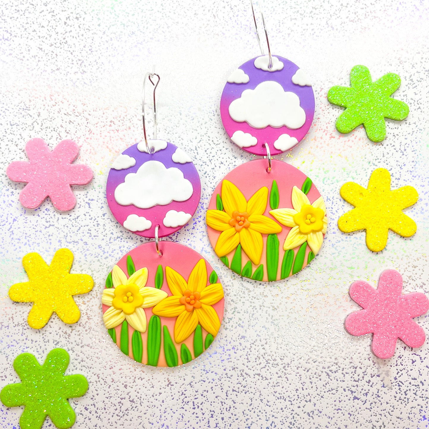 Daffodils at sunset ombre dangles