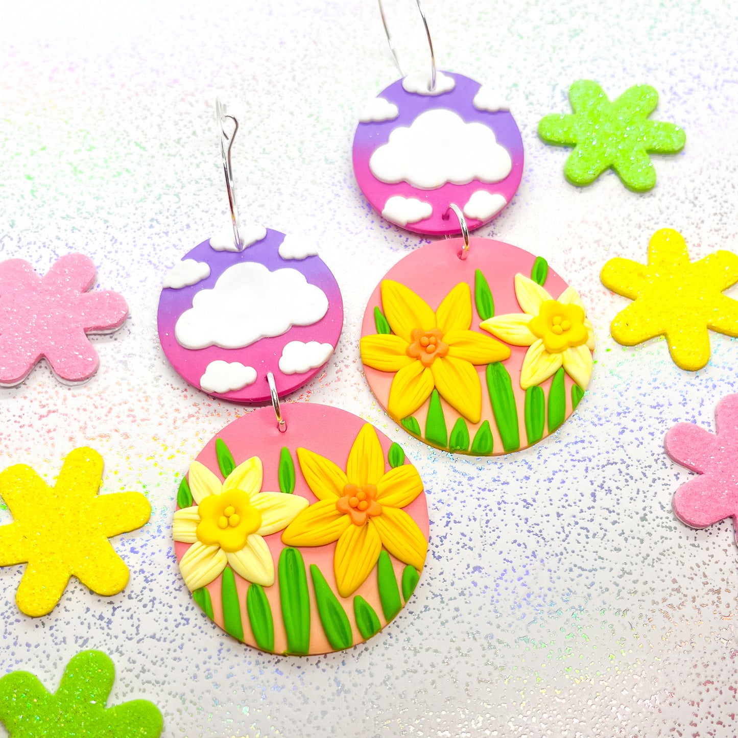 Daffodils at sunset ombre dangles