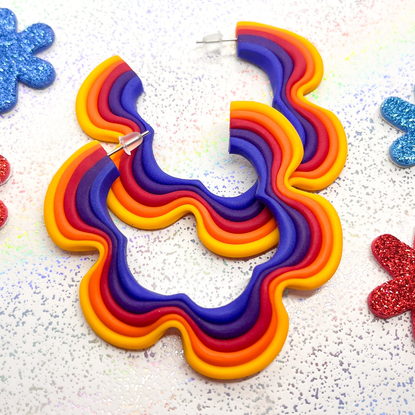 Mini autumn sunset squiggle hoops