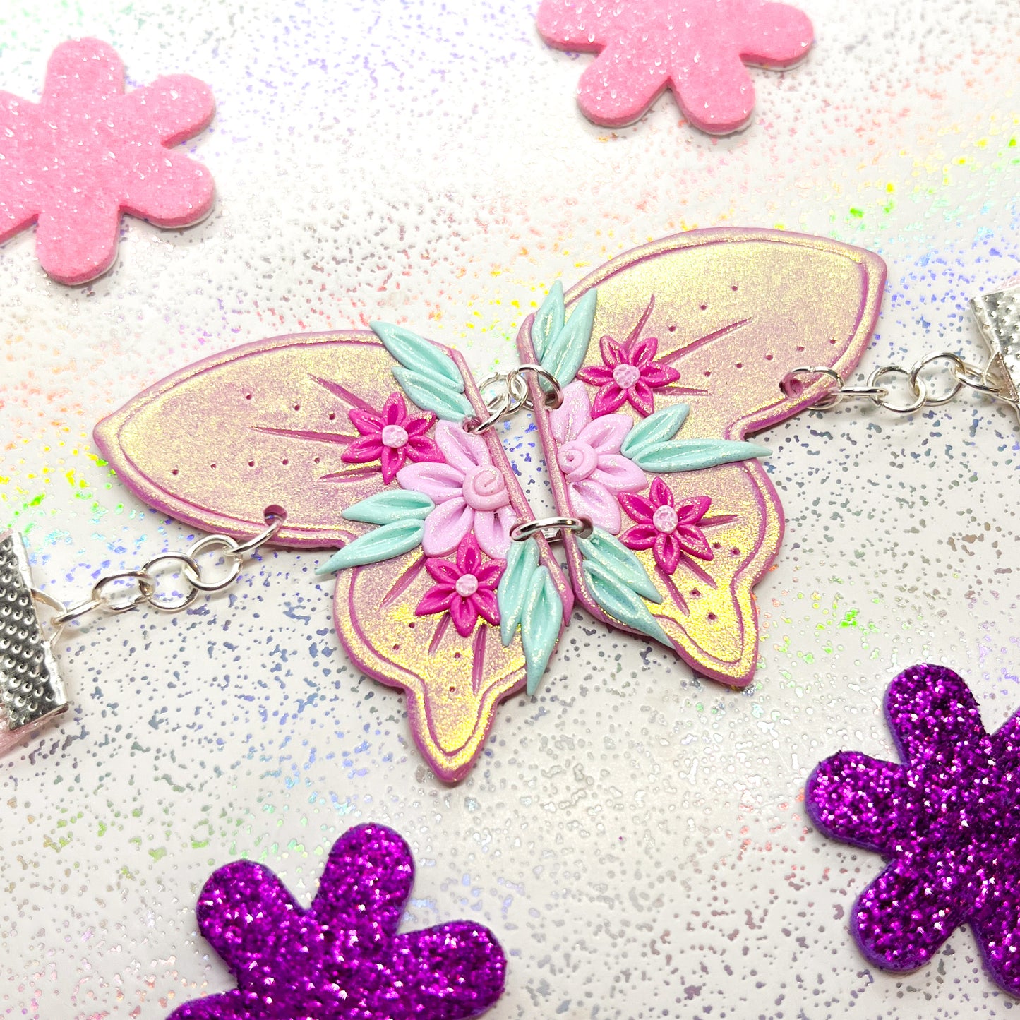 Iridescent pink fairy wing chiffon ribbon choker