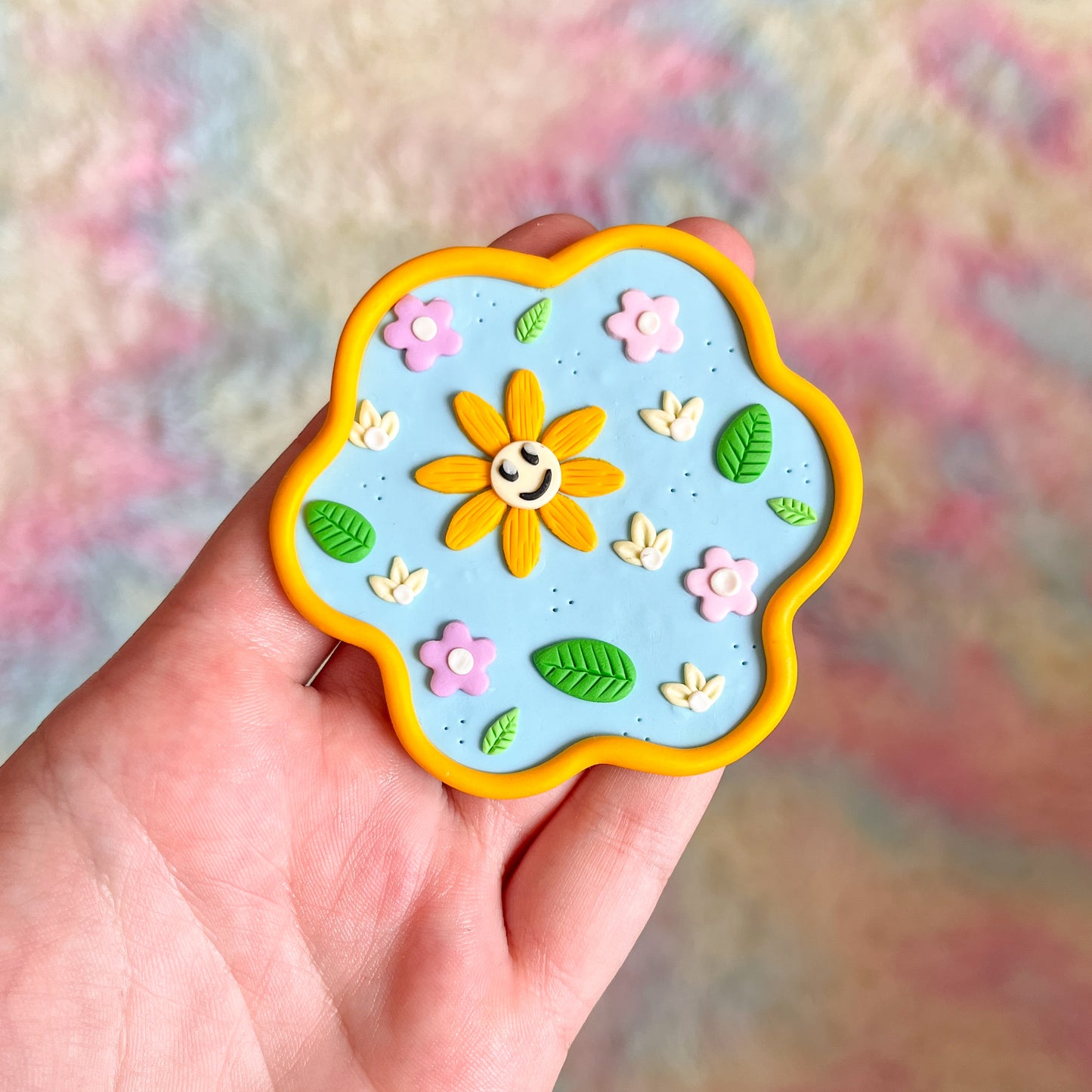 Sky blue smiling sunflower ring tray