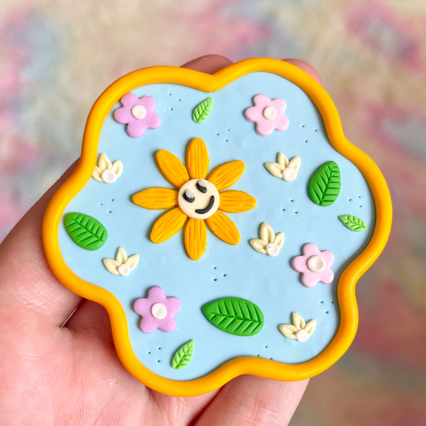 Sky blue smiling sunflower ring tray