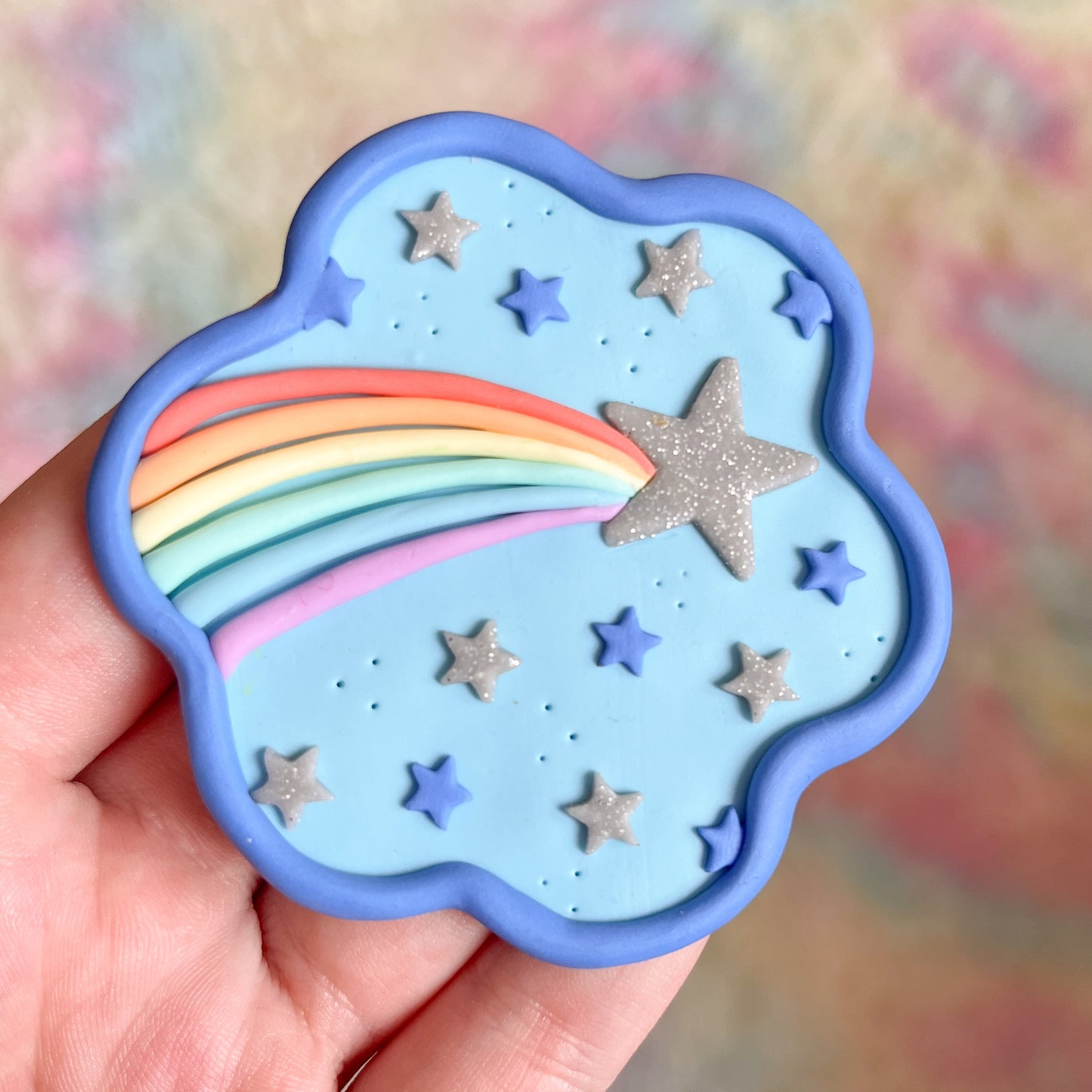 Sky blue rainbow comet ring tray
