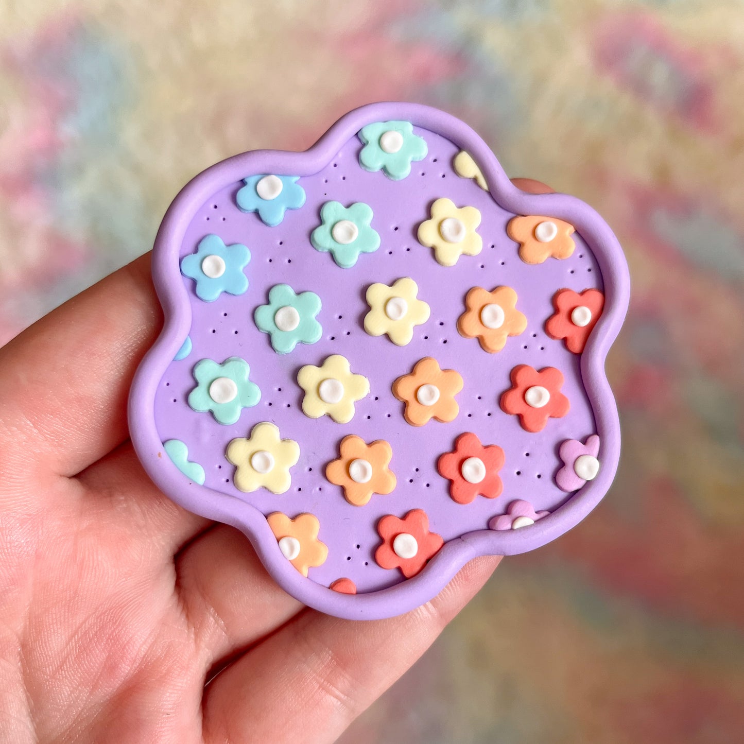 Lilac and pastel rainbow floral ring tray