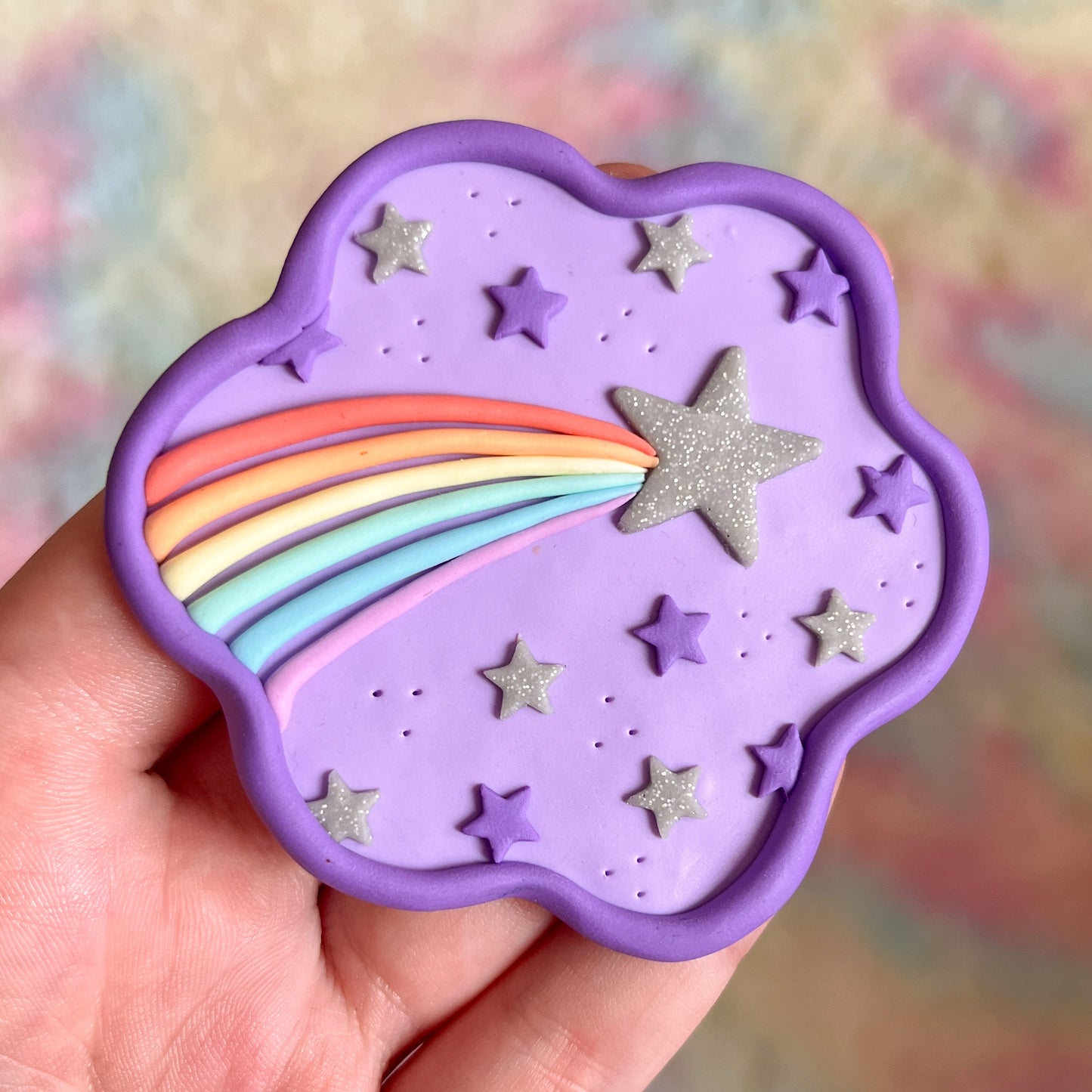 Lilac rainbow comet ring tray
