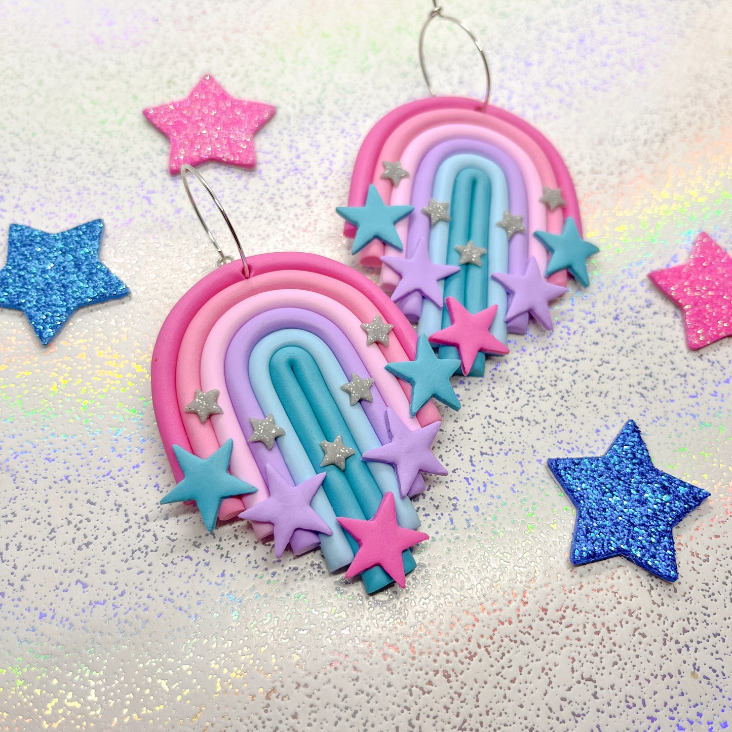 Chunky pink to blue double star rainbows