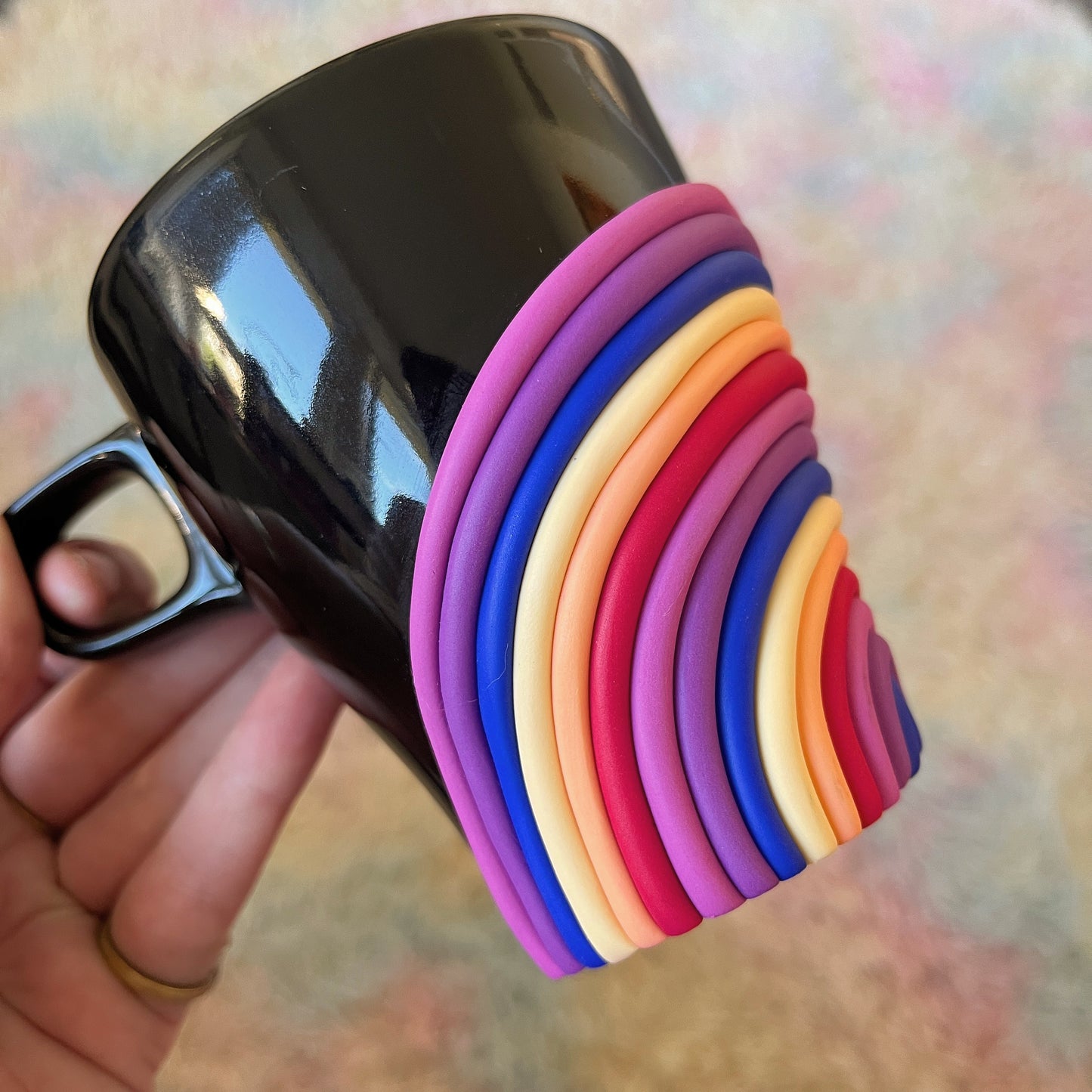 Black sunset rainbow mug