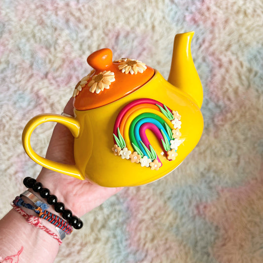 Vivid sunflower rainbow teapot