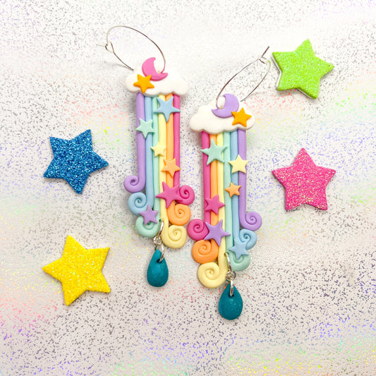 Pastel rainbow lunar waterfalls