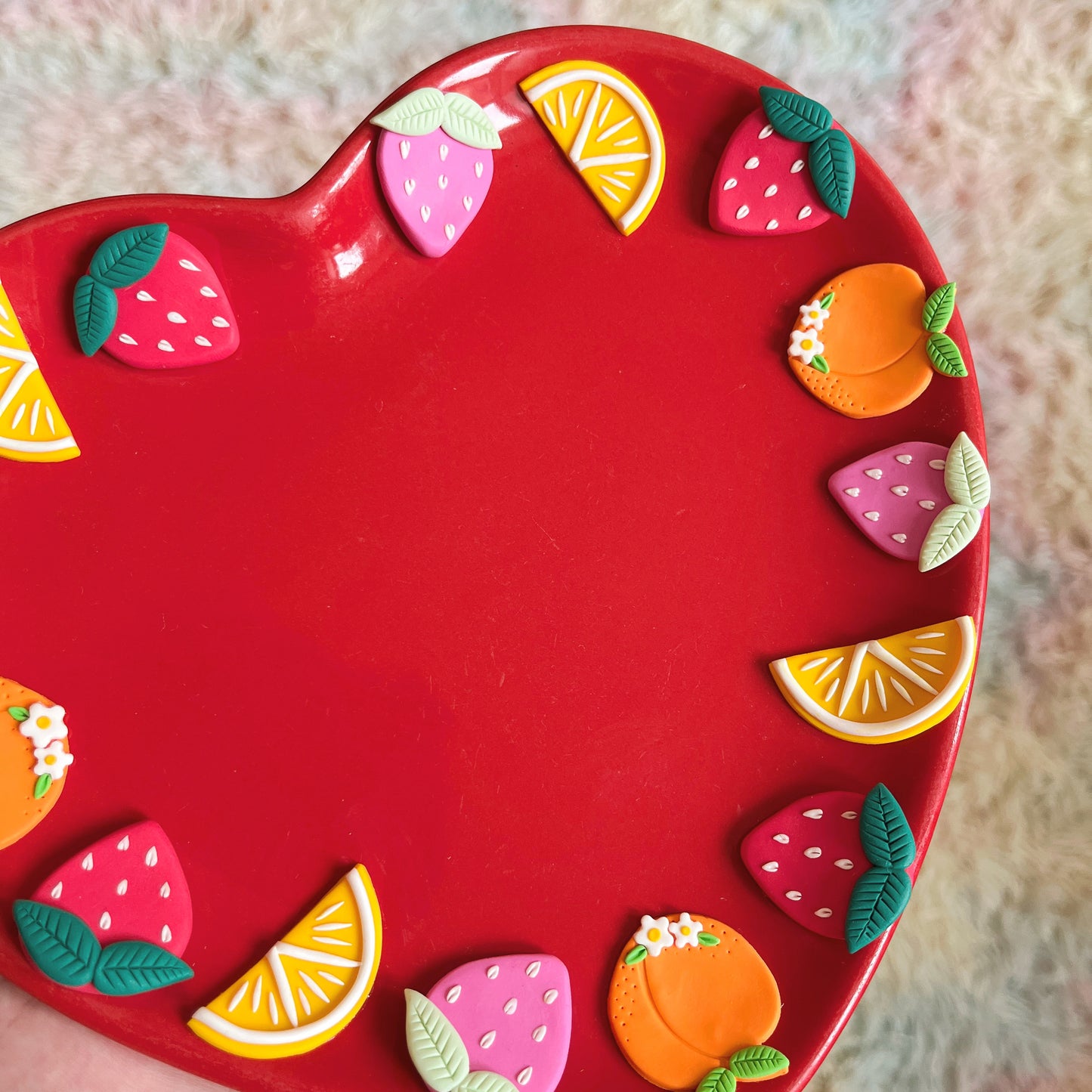 Heart-shaped fruit salad trinket bowl