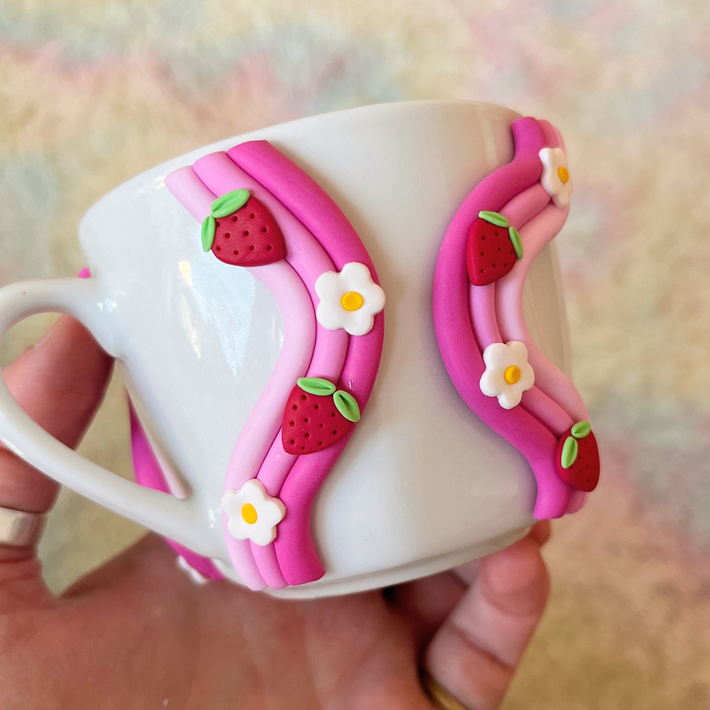 Pink ombre strawberry espresso cup