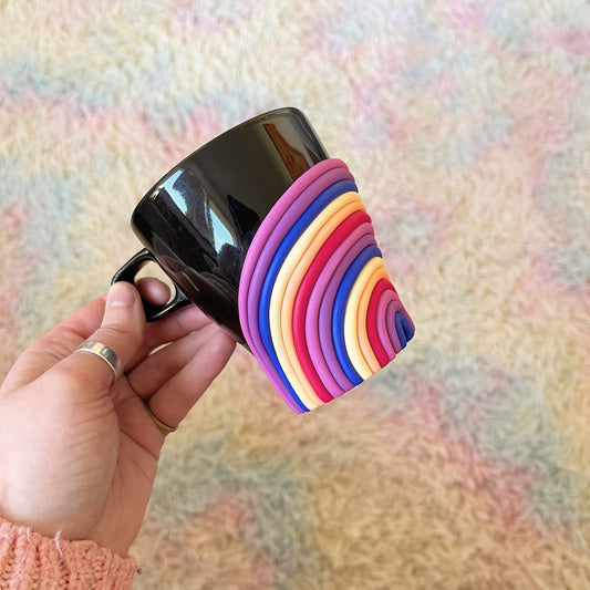 Black sunset rainbow mug