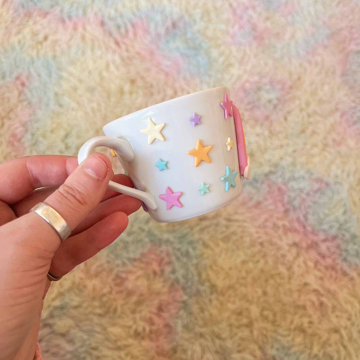 Pastel rainbow and star espresso cup