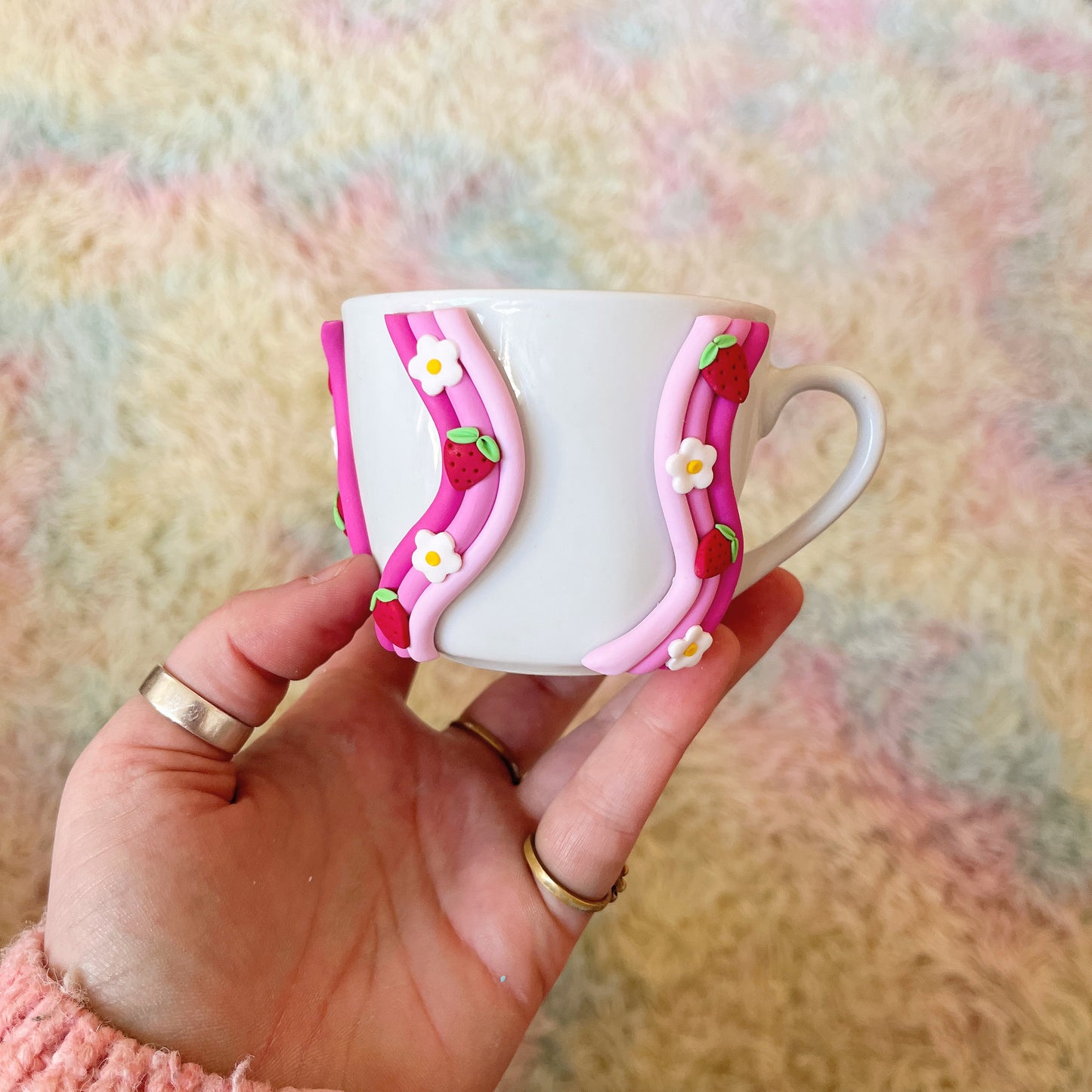 Pink ombre strawberry espresso cup