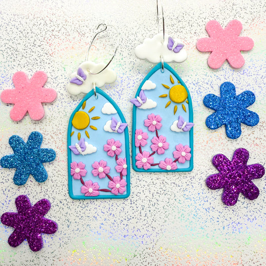 Spring window cherry blossom dangles