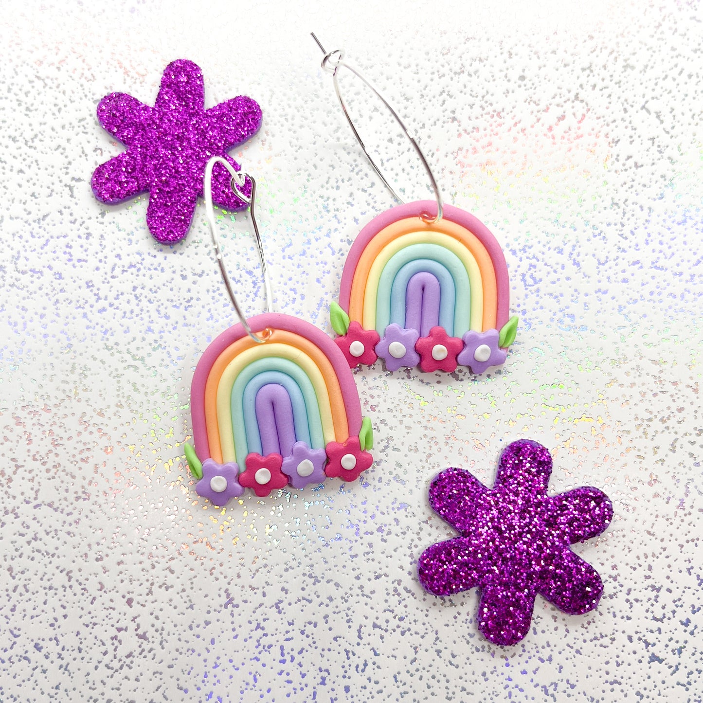 Mini floral pastel rainbow dangles