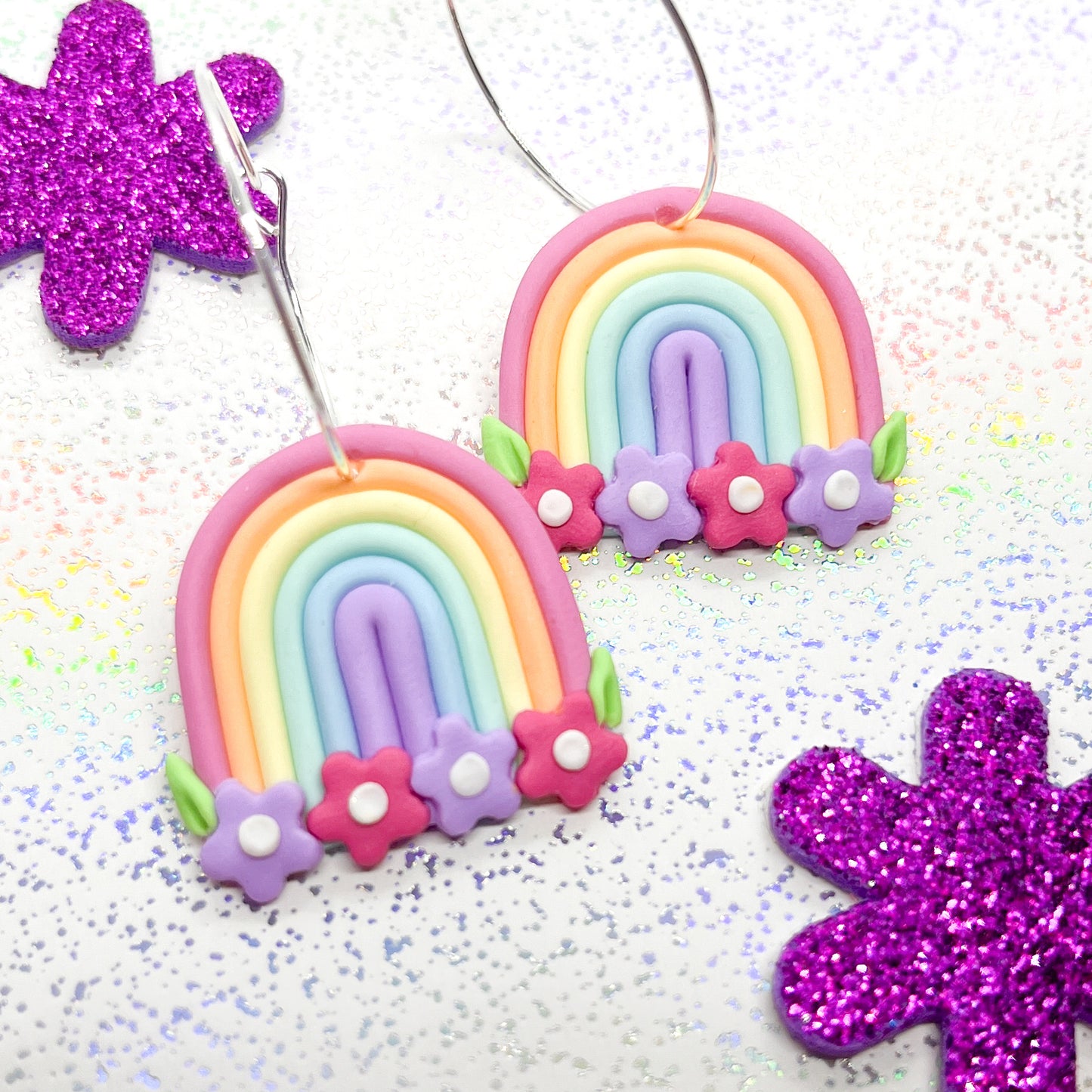 Mini floral pastel rainbow dangles