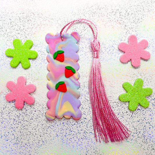 Pastel rainbow strawberry bookmark