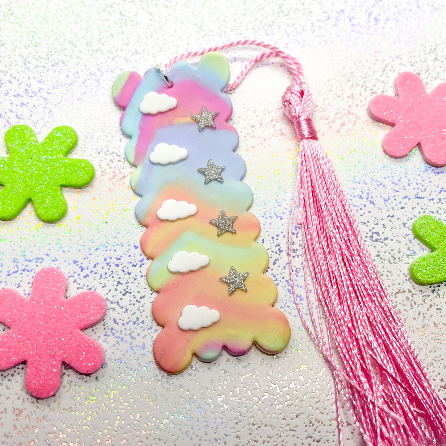 Pastel rainbow celestial bookmark