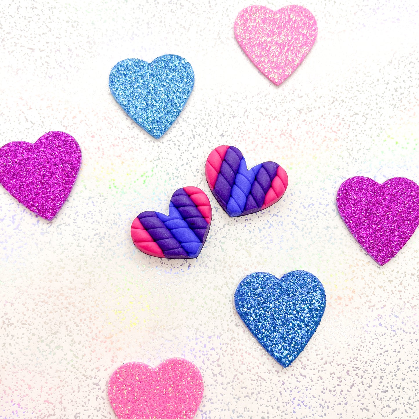 Bisexual flag twisted heart studs