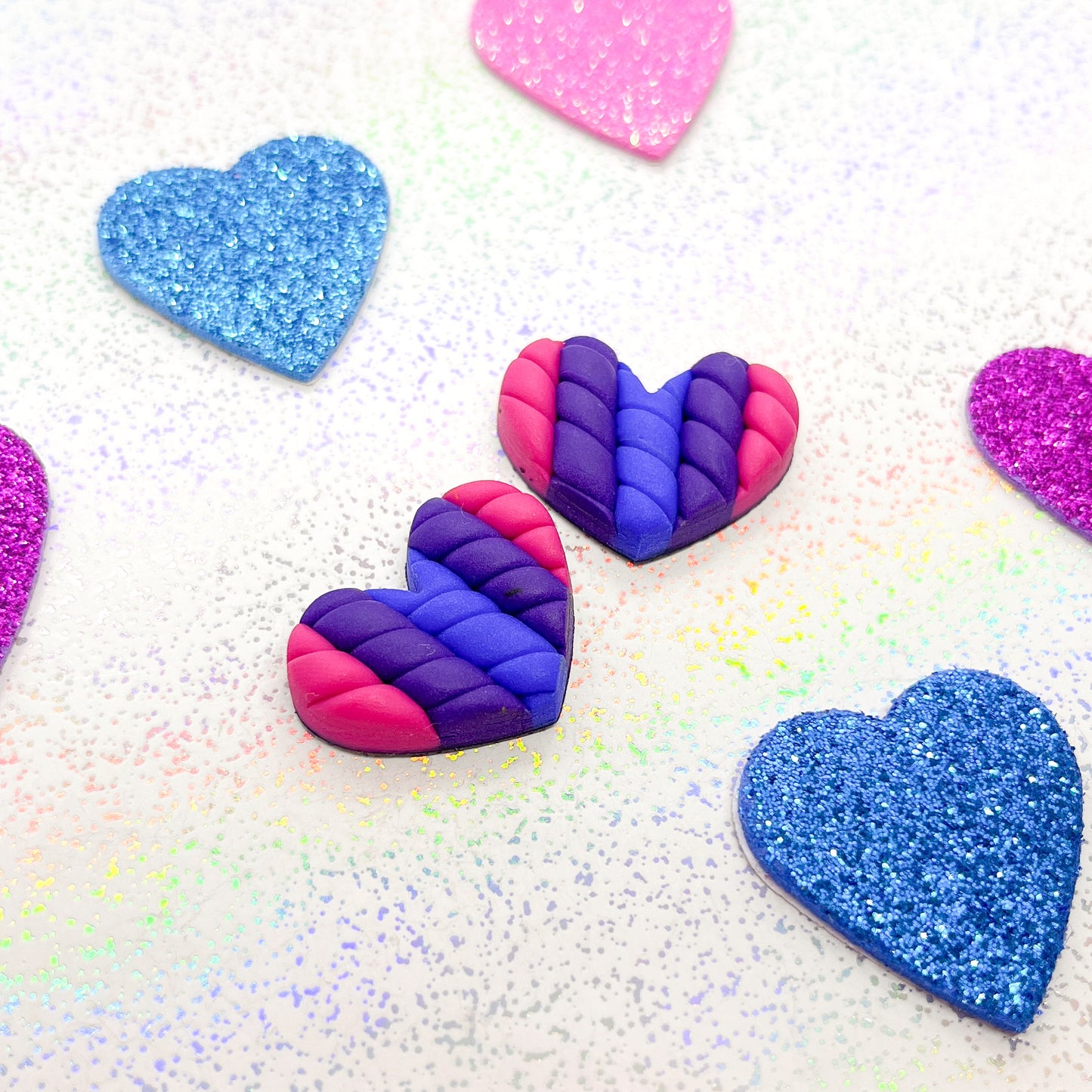 Bisexual flag twisted heart studs