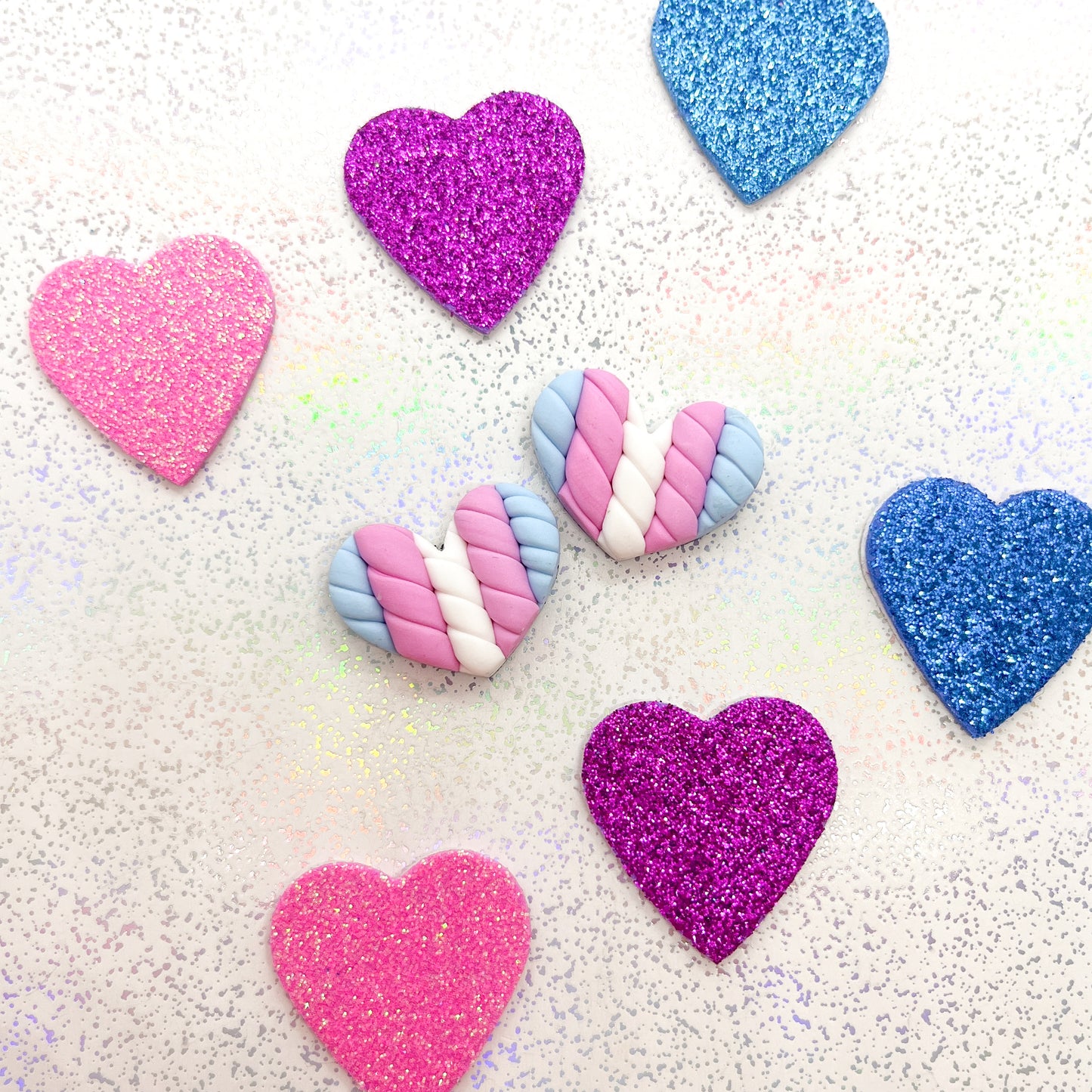 Transgender flag twisted heart studs