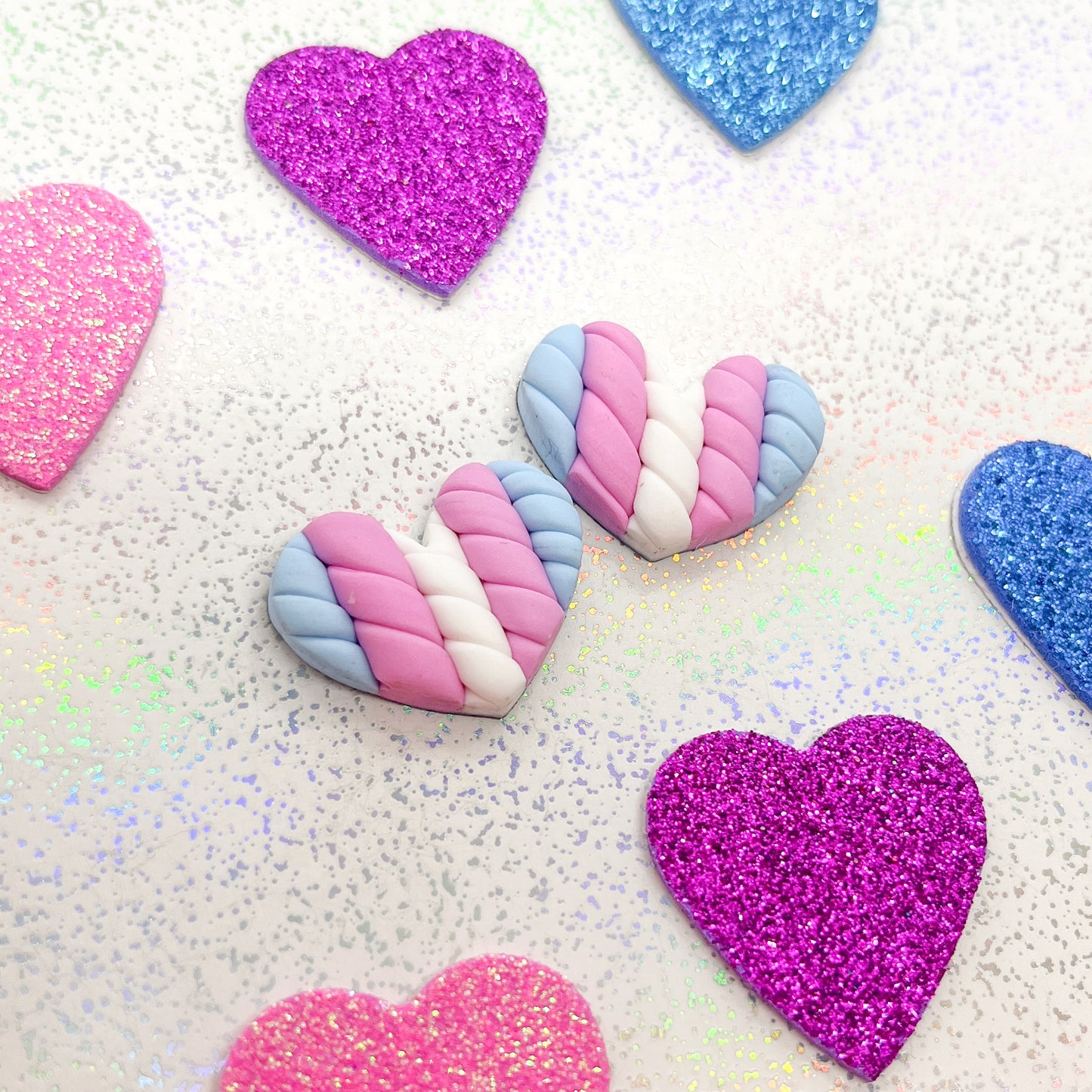 Transgender flag twisted heart studs