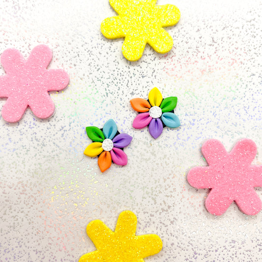 Vivid rainbow daisy studs