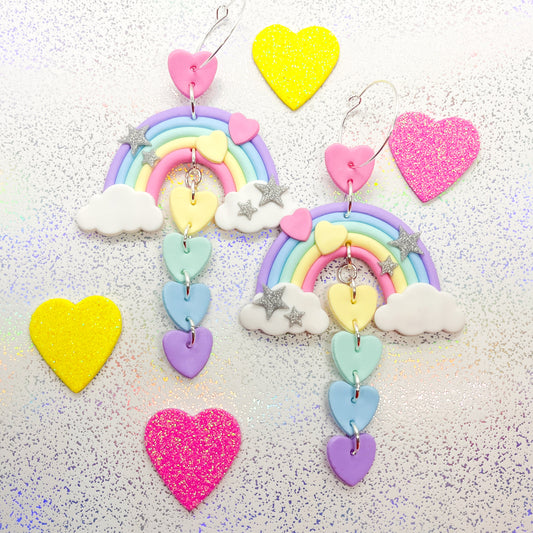 Celestial rainbow and heart chain Valentine's dangles