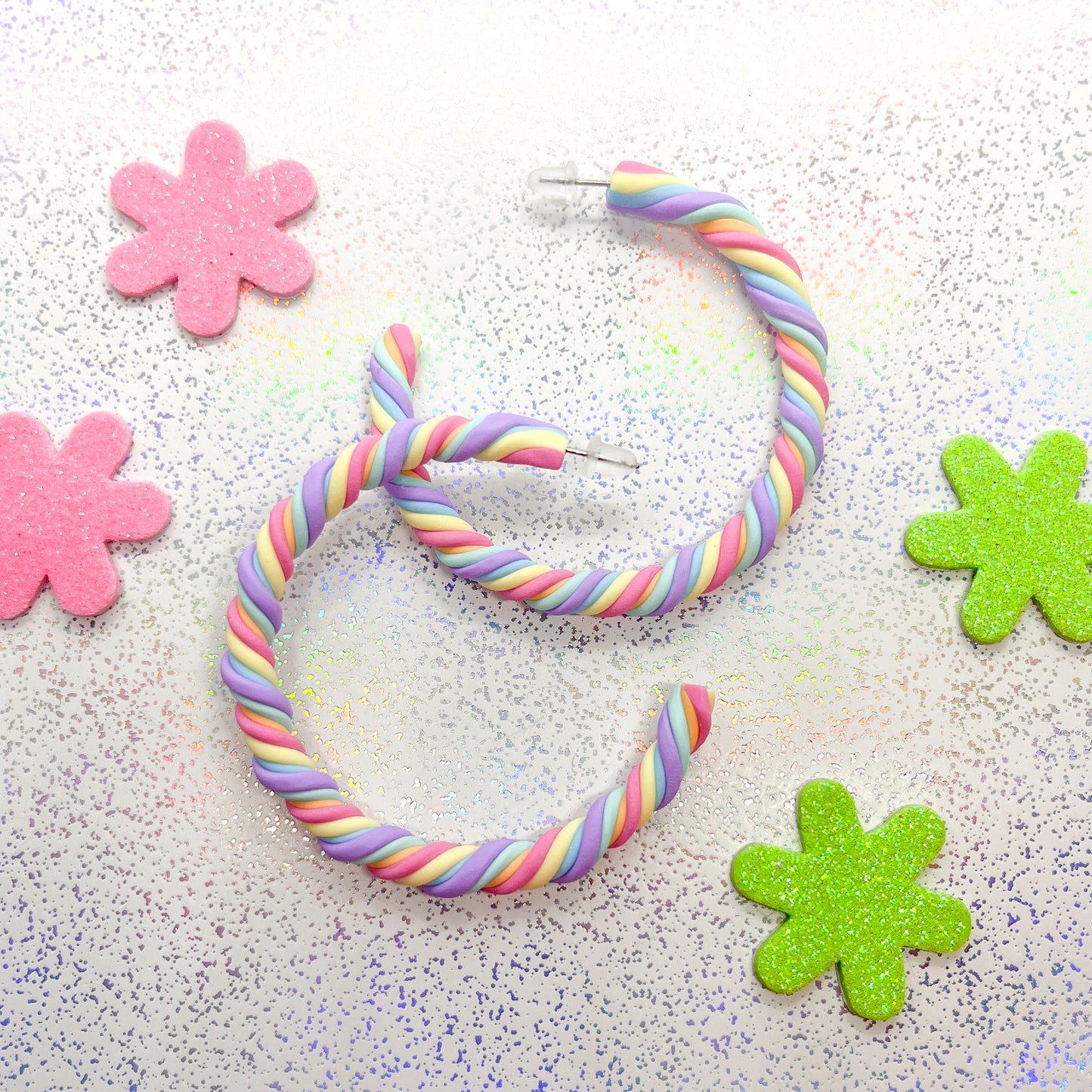 Pastel rainbow twisted marshmallow hoops