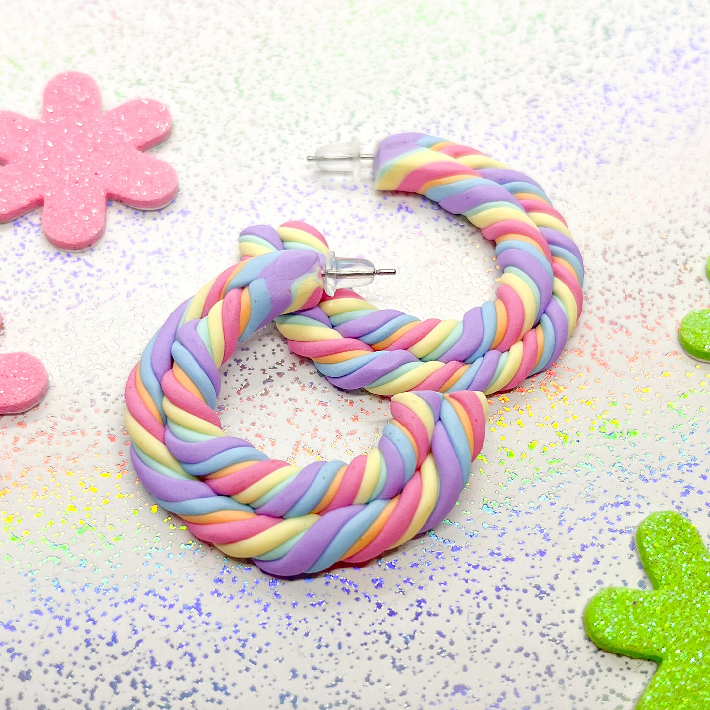 Mini double twist pastel rainbow marshmallow hoops