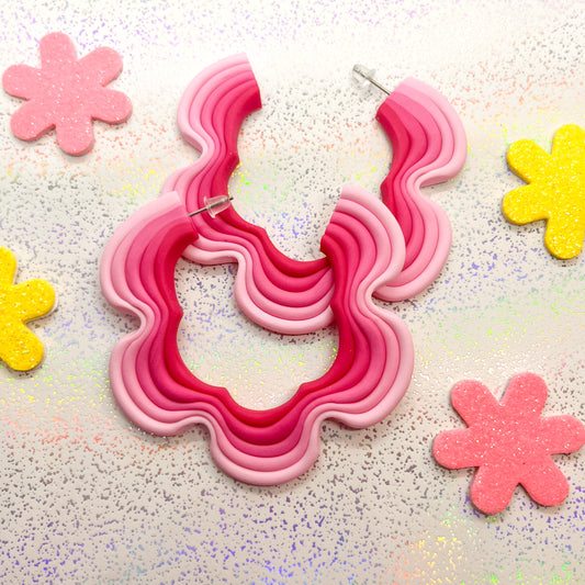 Mini pink ombre squiggle hoops