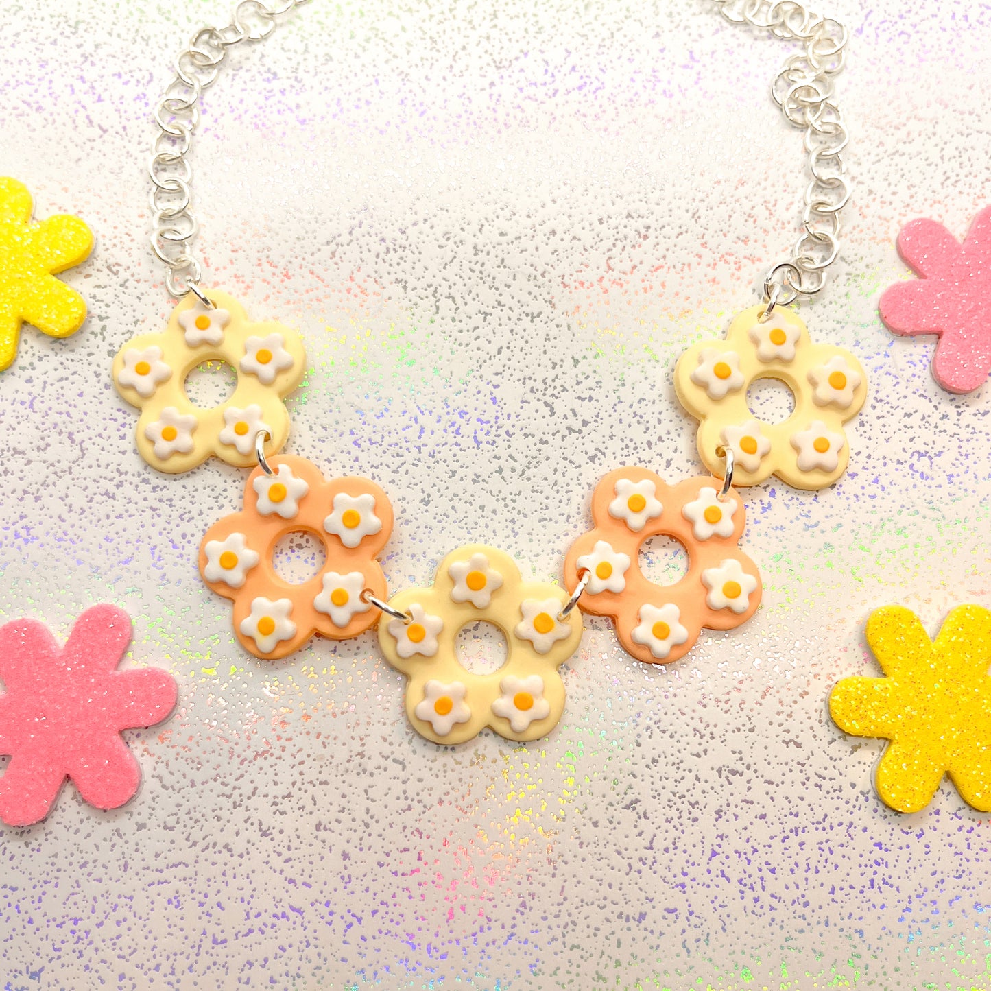 Pastel peach spring flower choker