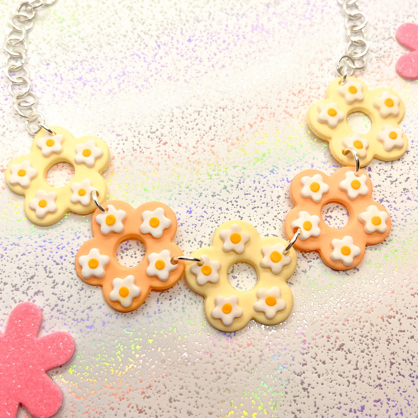 Pastel peach spring flower choker