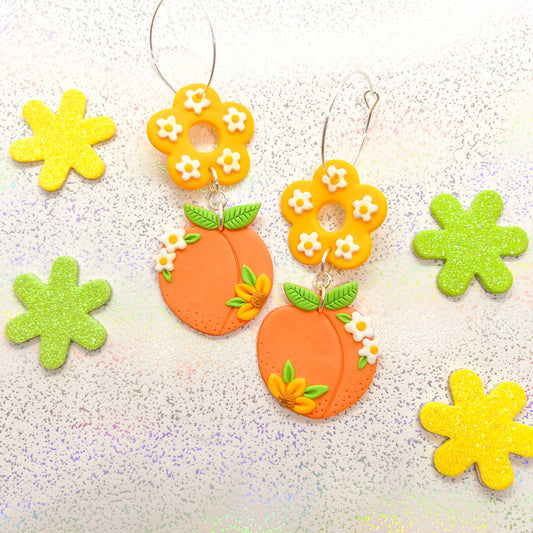 Bright sunflower and peach dangles