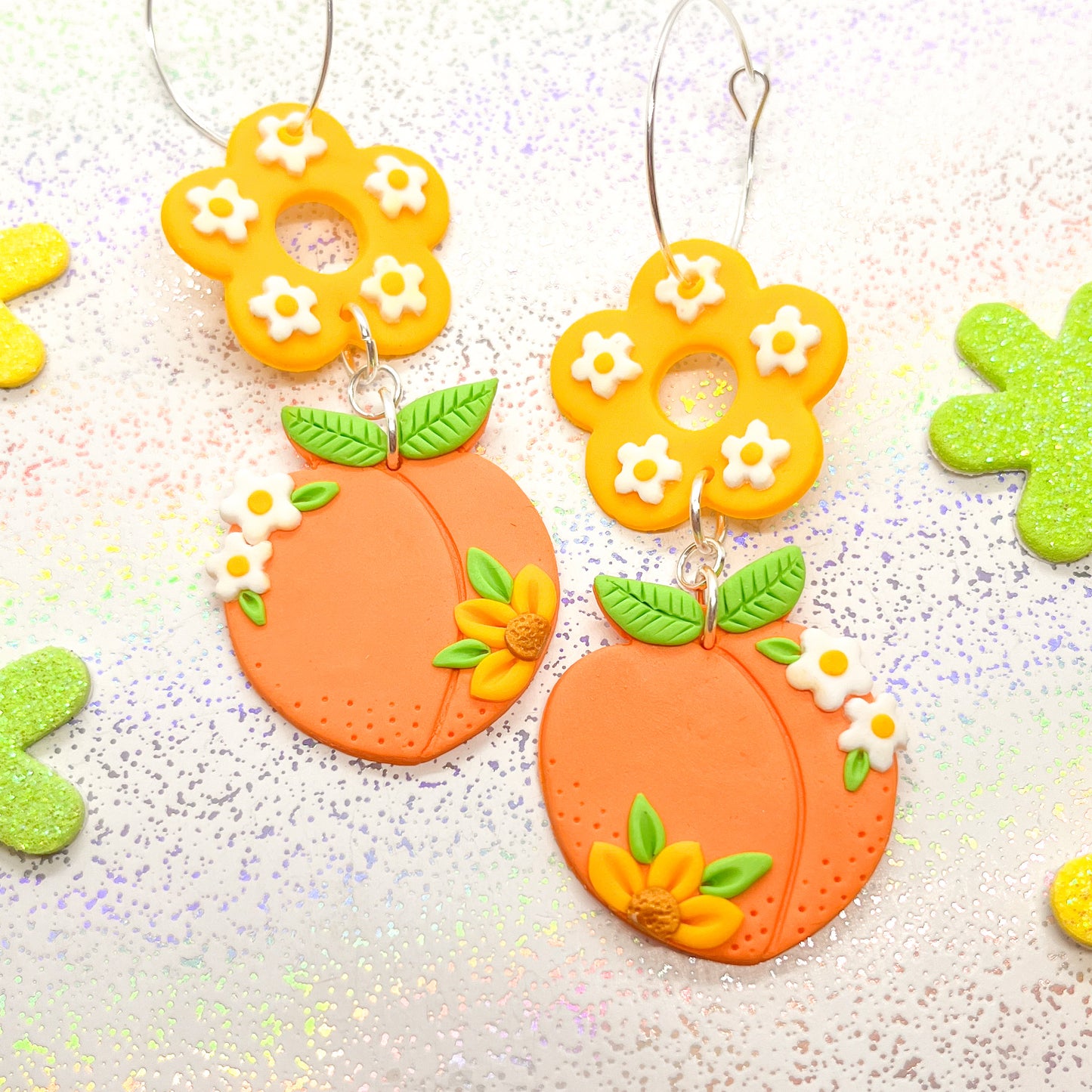 Bright sunflower and peach dangles