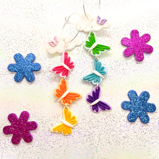 Mismatched rainbow butterfly dangles