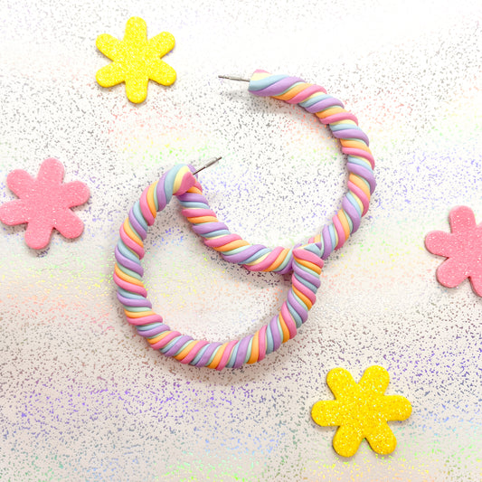 Pastel rainbow twisted marshmallow hoops