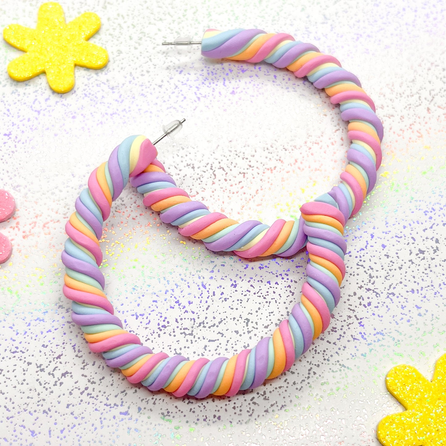 Pastel rainbow twisted marshmallow hoops