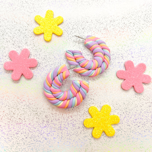 Mini double twist pastel rainbow marshmallow hoops