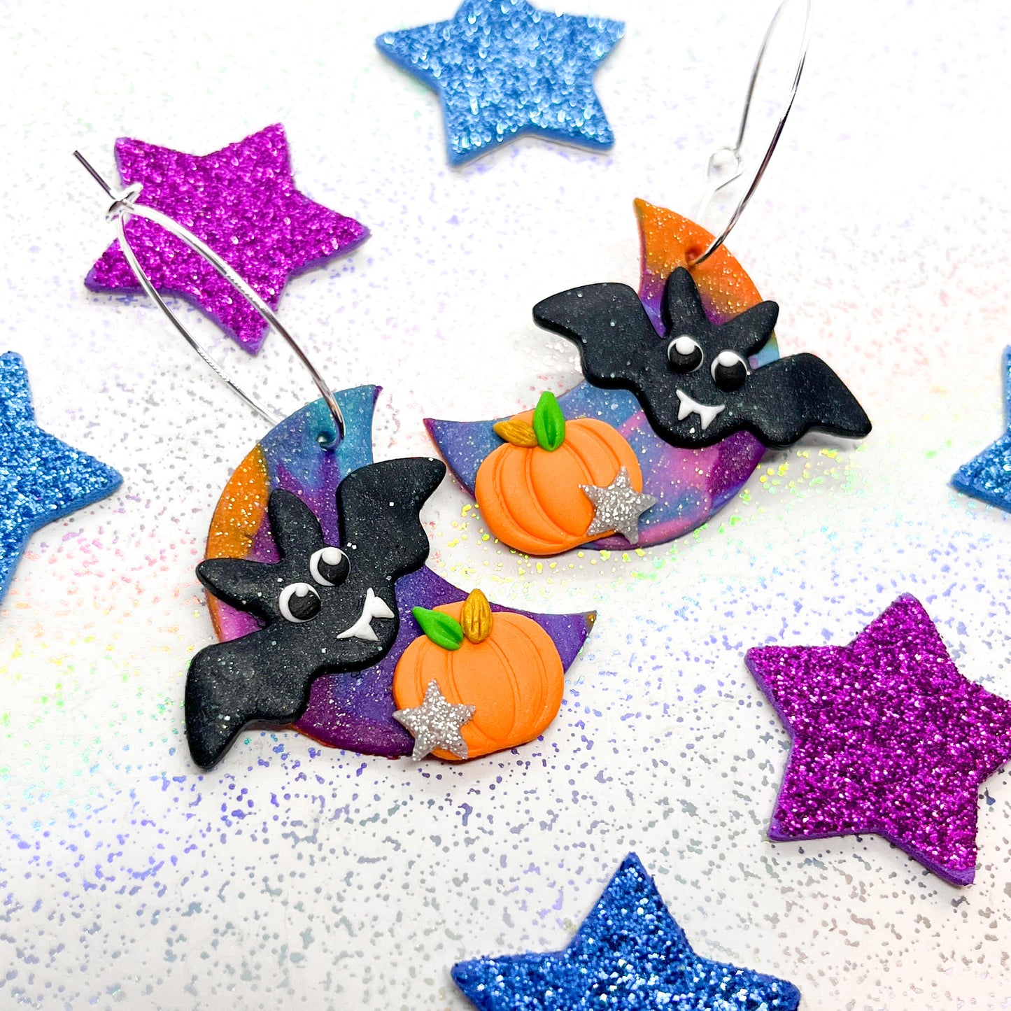 Mischievous pumpkin bat dangles