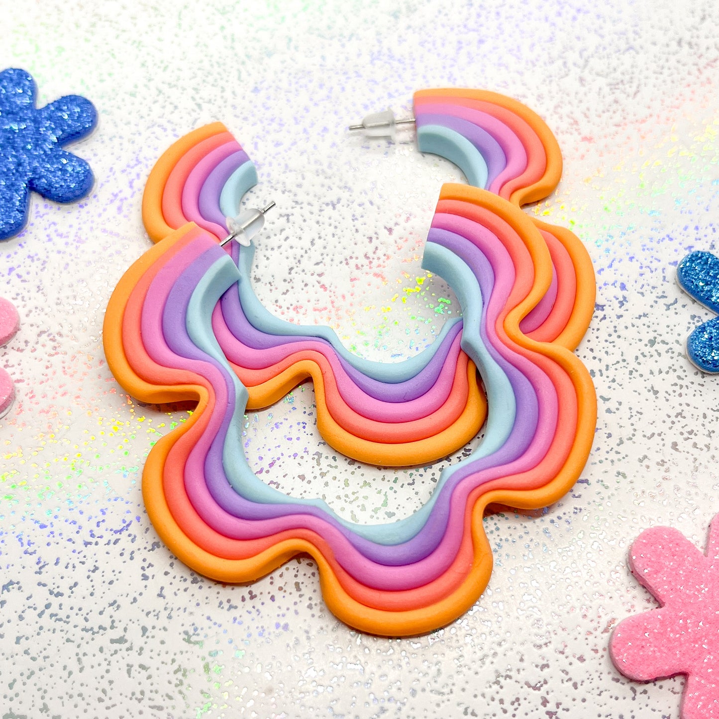 Mini pastel autumn sunset squiggle hoops