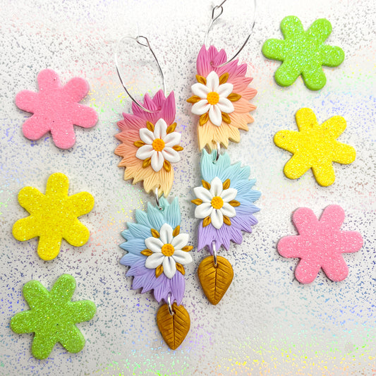 Ombre sunflower/daisy and autumn leaf dangles