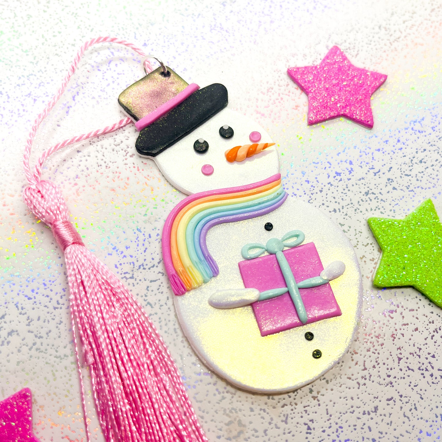 Iridescent snowman Christmas tree ornament