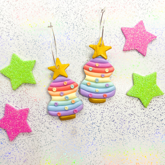 Pastel rainbow Christmas tree dangles