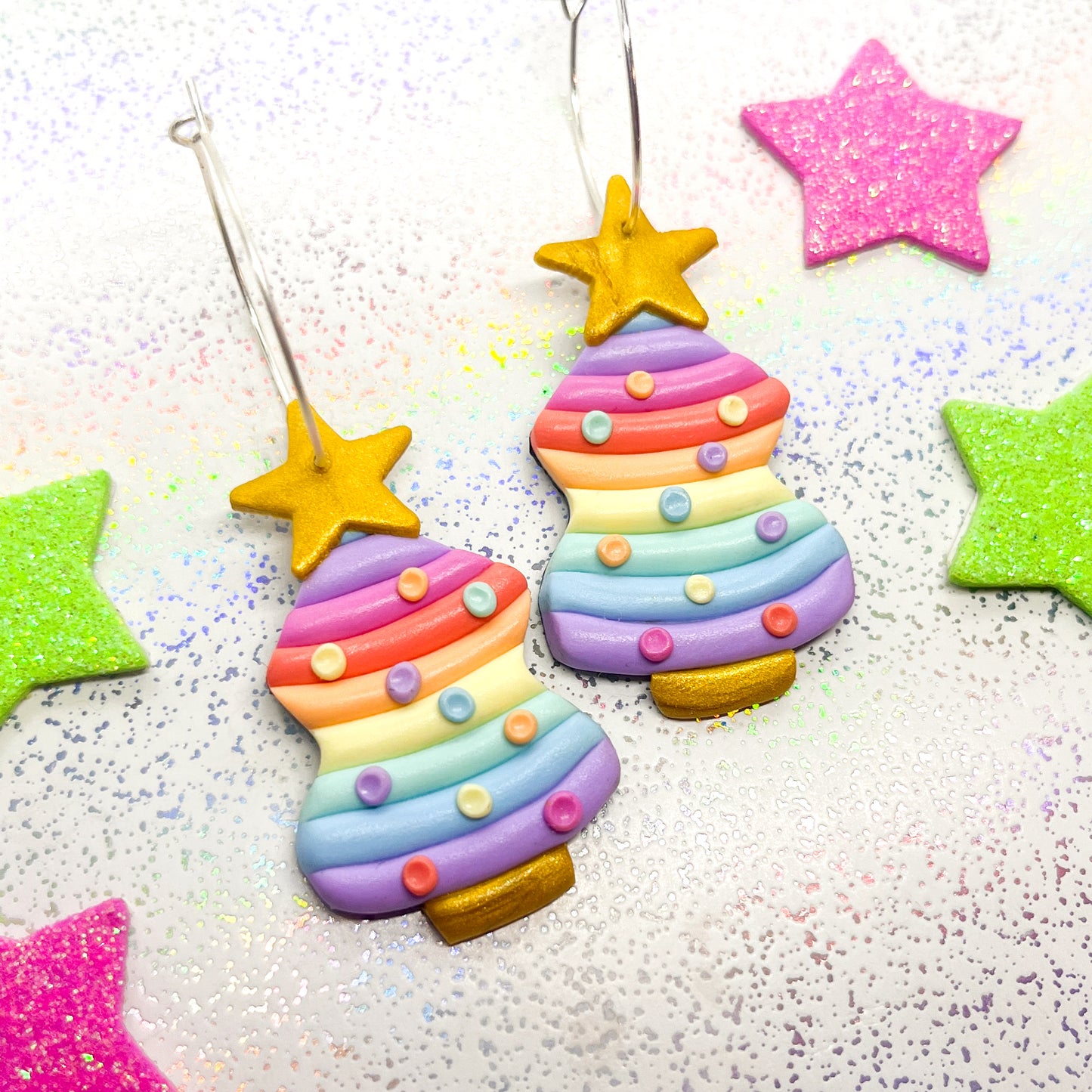 Pastel rainbow Christmas tree dangles