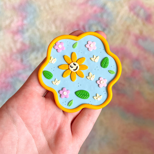 Sky blue smiling sunflower ring tray